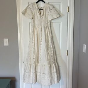 Maeve White Eyelet Maxi Dress